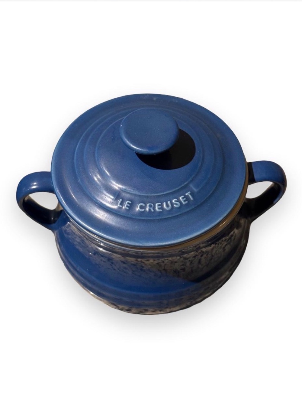 Le Creuset 1L Cobalt Blue Stoneware Bean Pot | Discontinued Soup Crock